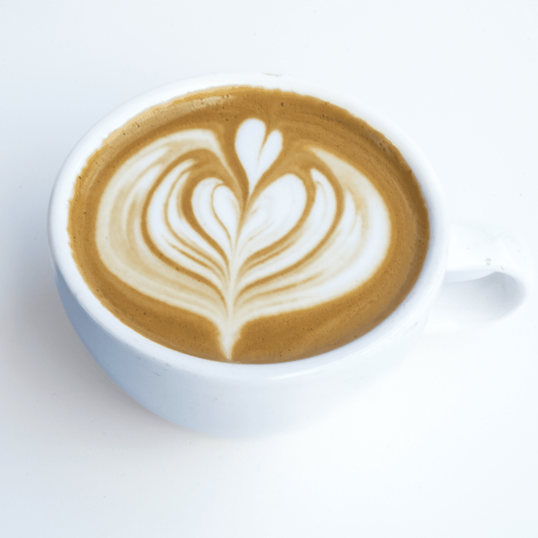 E+ROSE House Latte — specialty roasted coffee with scratch-made organic cashew milk served at our Nashville wellness cafe